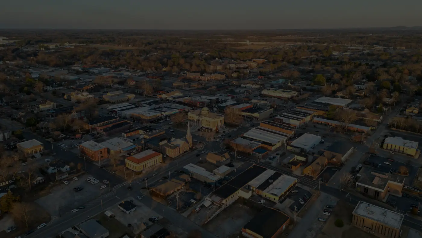 Aerial view of downtown Athens, Alabama